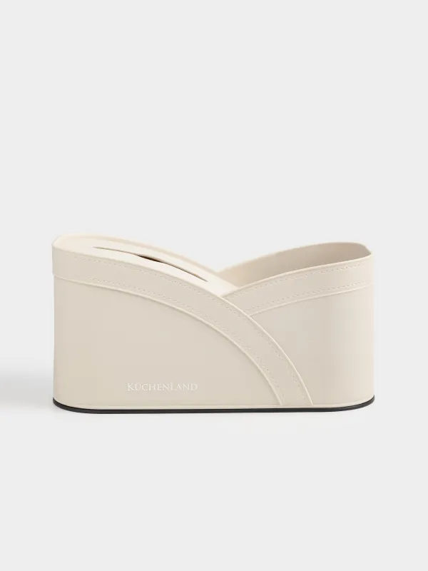 Корзина-органайзер для хранения, 28х14 см, 3 отд, полиуретан, молочная, Premiere, image-0