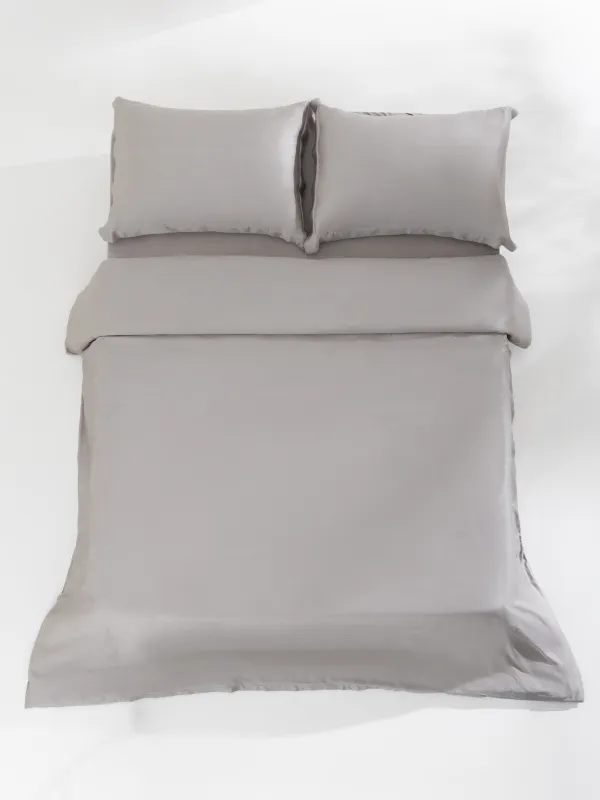 КПБ евро, с натяжной простыней, бамбук, платина, Pure bamboo, image-1