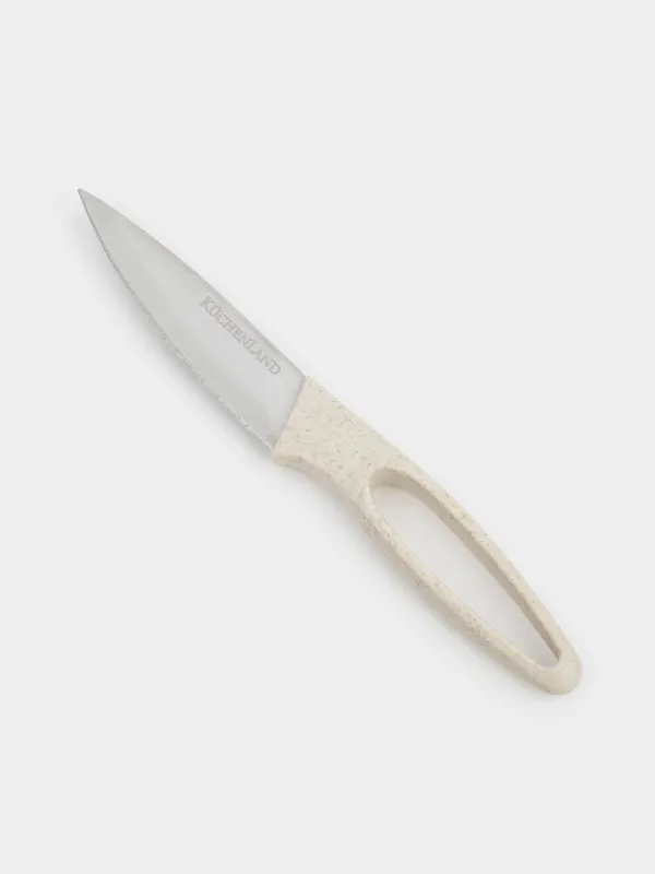 Нож для чистки овощей, 9 см, с чехлом, сталь/пластик, бежевый, в крапинку, Soft speckled, image-4