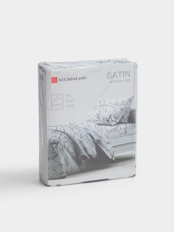 КПБ евро, сатин 300 ТС, белый, Ветви ивы, Satin, image-6