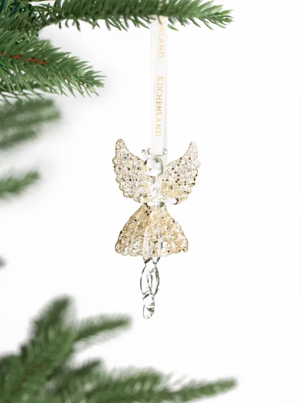 Шырша ойыншығы, 8 см, шыны, жылтырақтары бар, Періште, Angel Statuette, image-3