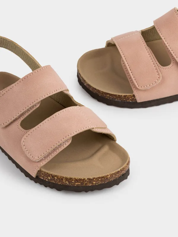 Балаларға арналған сандалдар, өлшемі 27, қыздарға арналған, жабысқышы бар, жасанды күдері, қызғылт, Suede kids, image-3