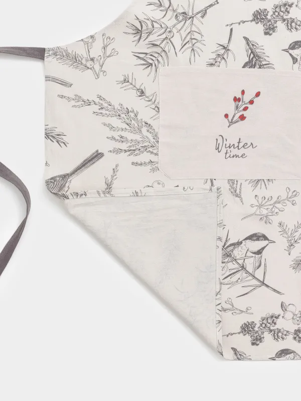 Алжапқыш, 65х80 см, мақта, сұр және сарғылт-қоңыр, Бұтақтардағы суықторғайлар, Bullfinchs, image-5