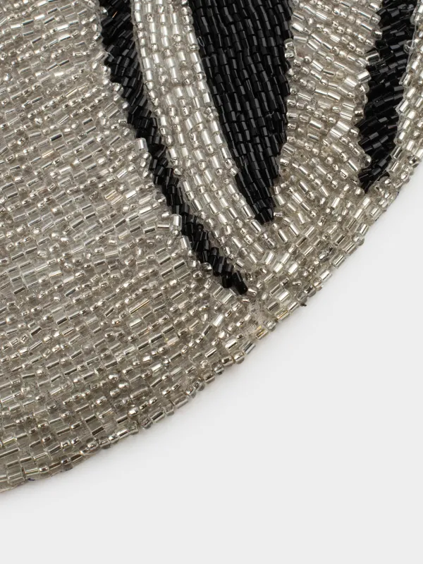 Салфетка под приборы, 30х40 см, бисер, овальная, серебристая, Лошадь, Art beads, image-4