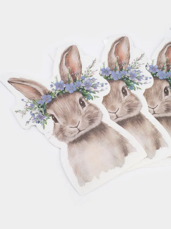 Салфетки бумажные, 25х30 см, 20 шт, фигурные, белые, Кролик в венке, Flora Easter, image-2