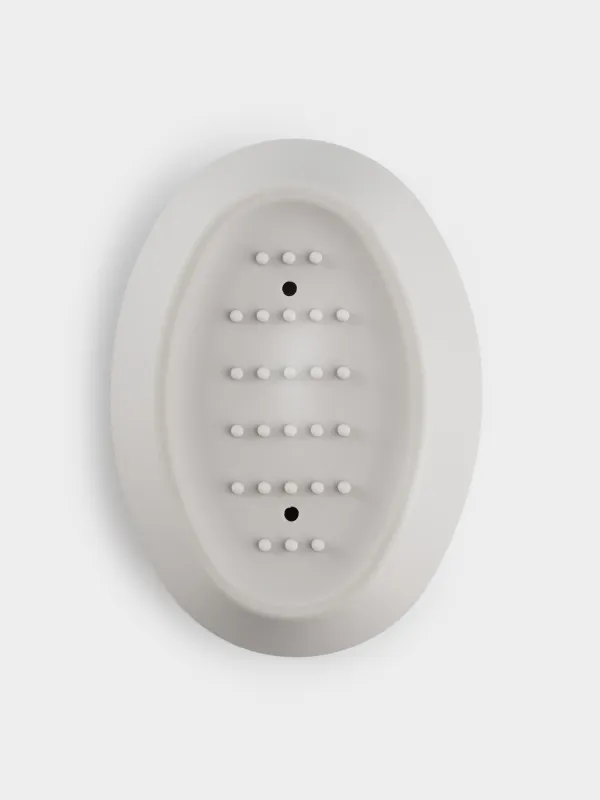 Мыльница-щетка для уборки, 14х9 см, силикон, овальная, серо-бежевая, Manny, image-4