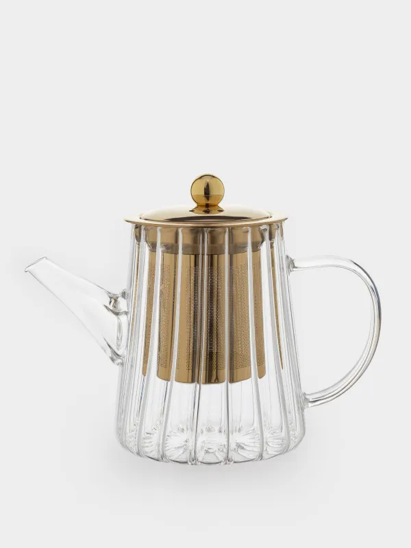 Чайник заварочный, 600 мл, стекло Б/сталь, золотистый, Camellia gold, image-0