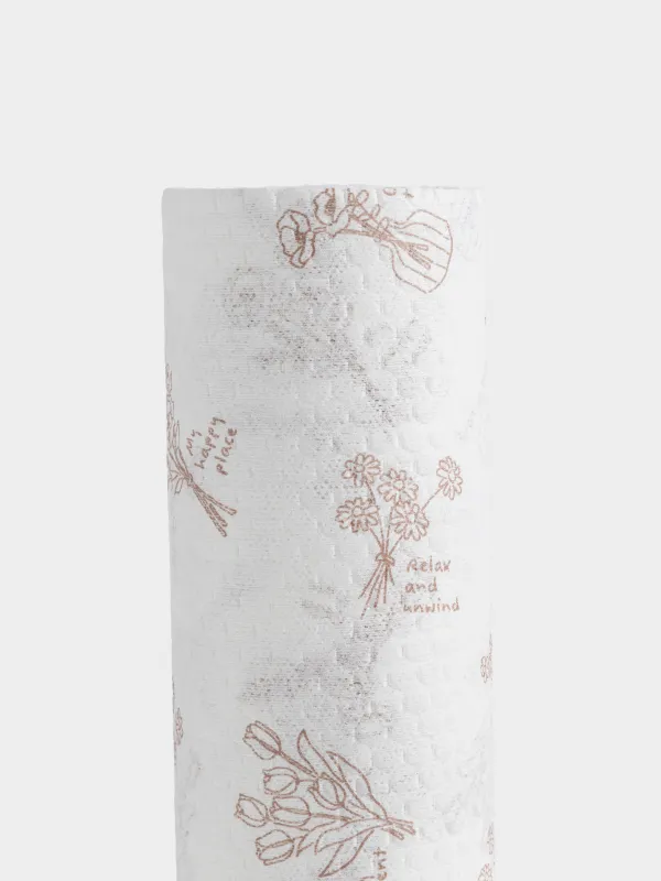 Полотенца рулонные, 25х25 см, 50 шт, целлюлоза, бело-бежевые, Букеты, Roll, image-1