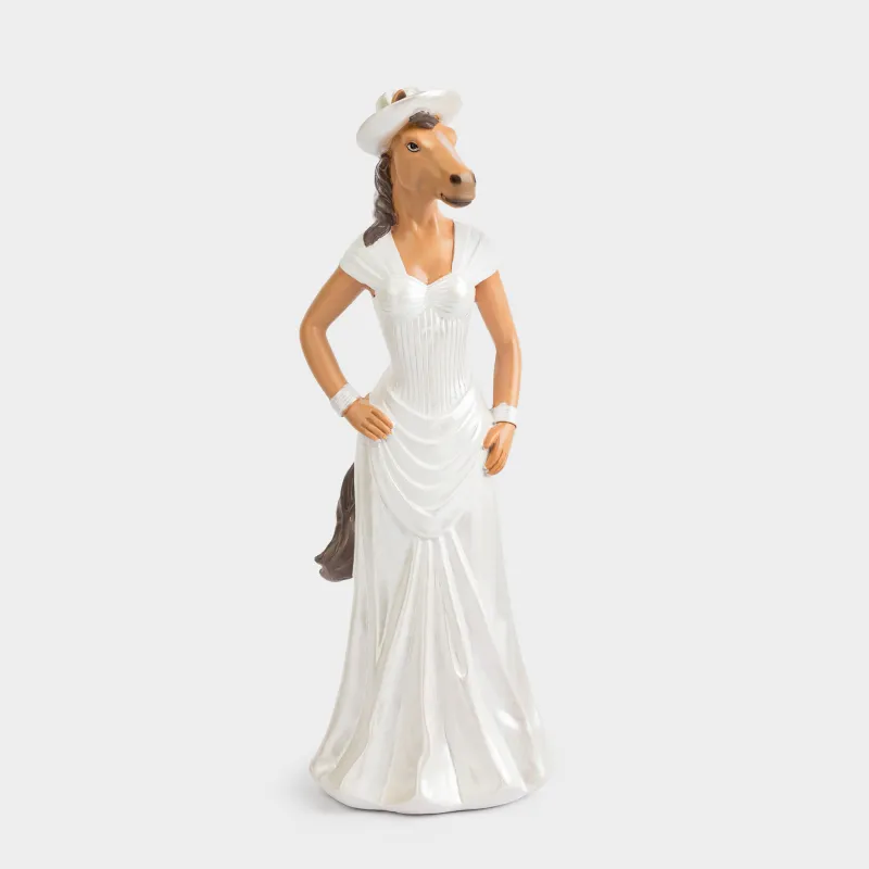 Мүсінше, 25 см, полирезин, Көйлек пен қалпақ киген жылқы, Silver age