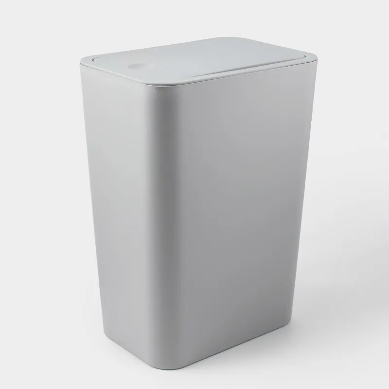 Қоқысқа арналған шелек, 12 л, қақпақты ашуға арналған түймесі бар, пластик, сұр, Push new