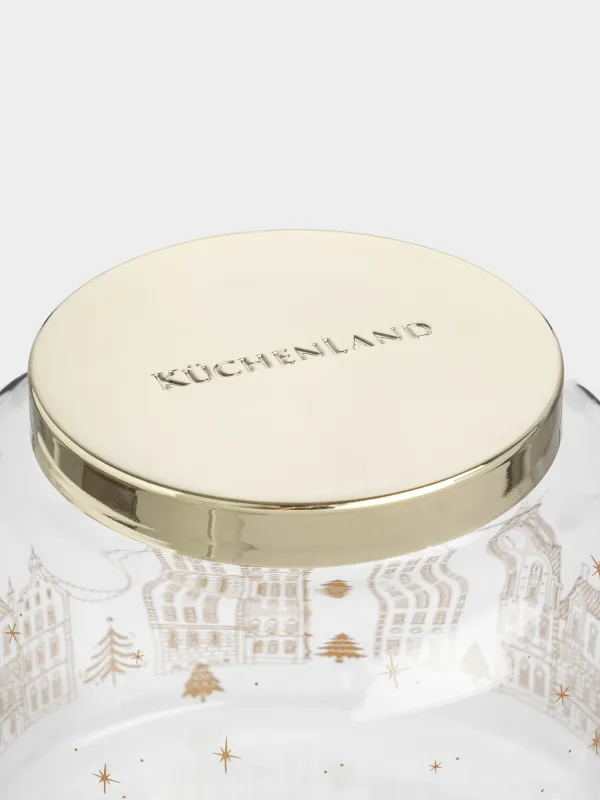 Сусымалы өнімдерге арналған құты, 900 мл, шыны/металл, Алтын үйлер, Snow sparks, image-2
