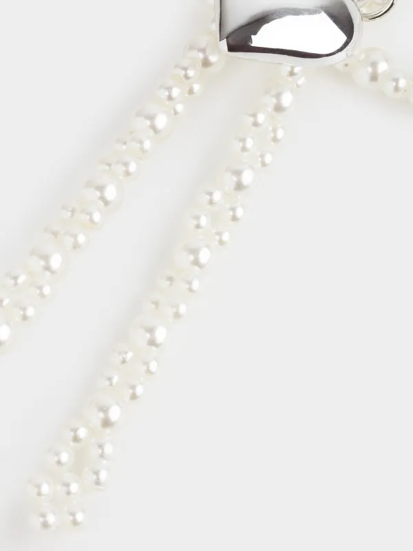 Салпыншақ, 9 см, акрил/металл, күміс, Жүрек және моншақтар, Pearl heart, image-2