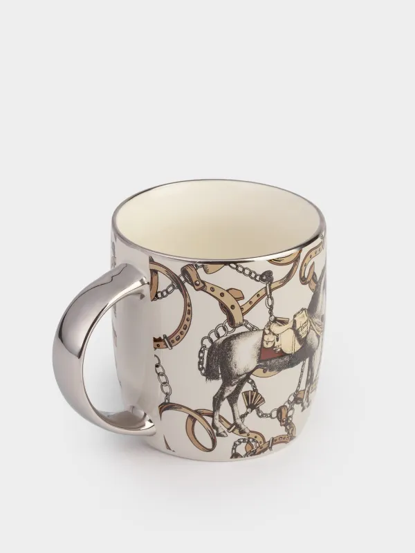 Саптыаяқ, 380 мл, фарфор N, сұр-күміс, Жылқы, Horse silver, image-1