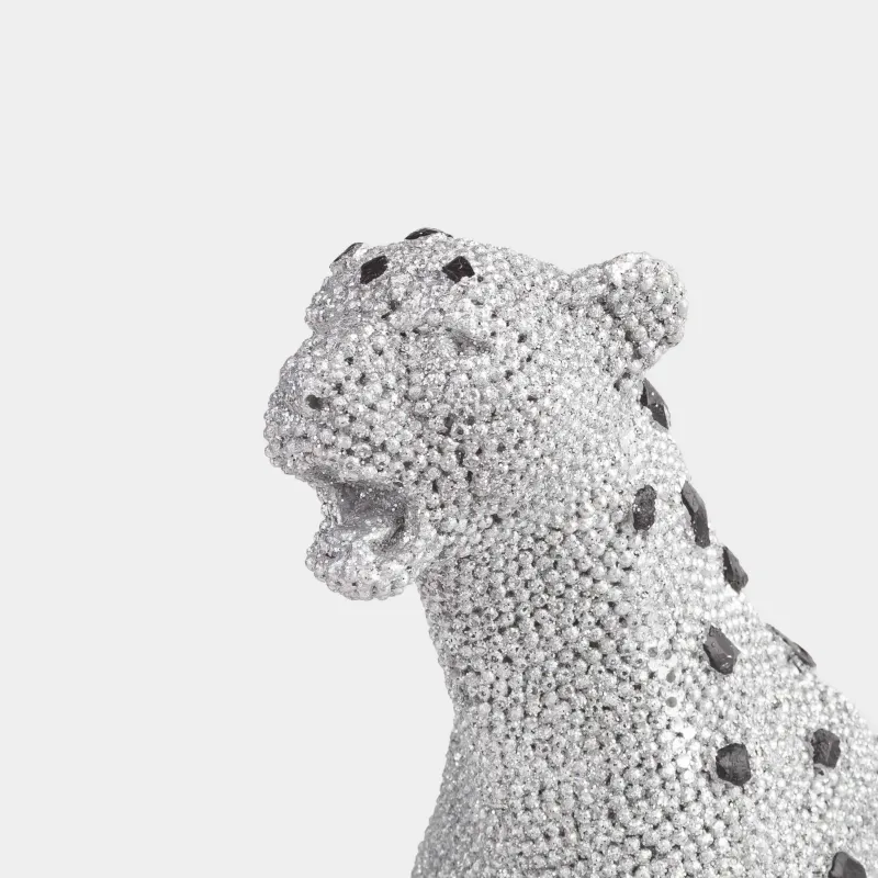 Статуэтка, 27 см, полирезин/стразы, серебристая, Леопард, Leopard, image-6