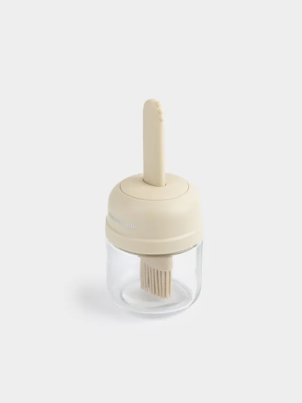 Контейнер для масла, 180 мл, с кисточкой, стекло/силикон, молочный, Milk kitchen, image-1