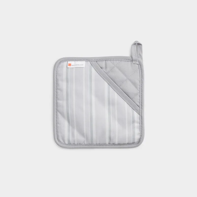 Қолғап ұстағыш, 18 см, силикон/мақта, шаршы, сұр, Жолақ, Bakery