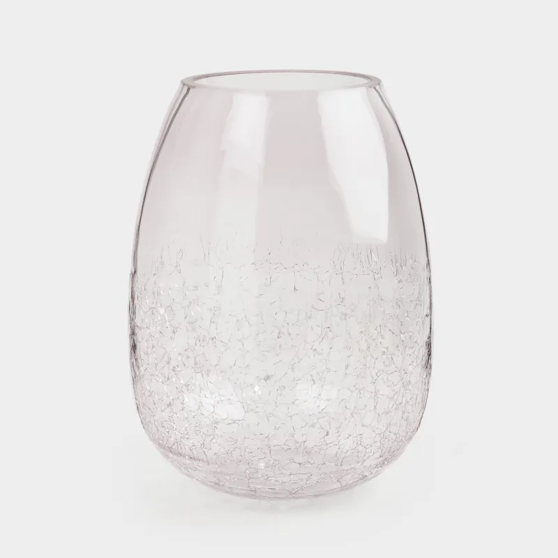 Гүл вазасы, 25 см, шыны, күлгін, Кракелюр, Ice