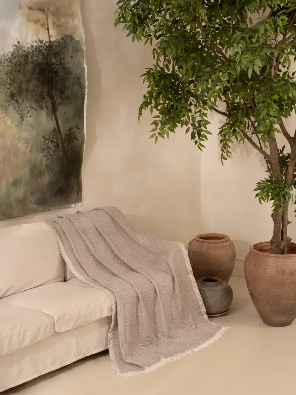 Плед, 130х170 см, с бахромой, шенилл, серый, Chenill, image-1