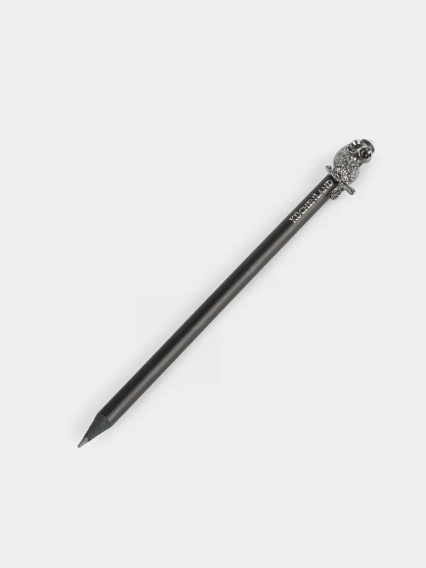 Қарындаш, 18 см, қара графит, фигурасы бар, қара, Үкі, Draw, image-1