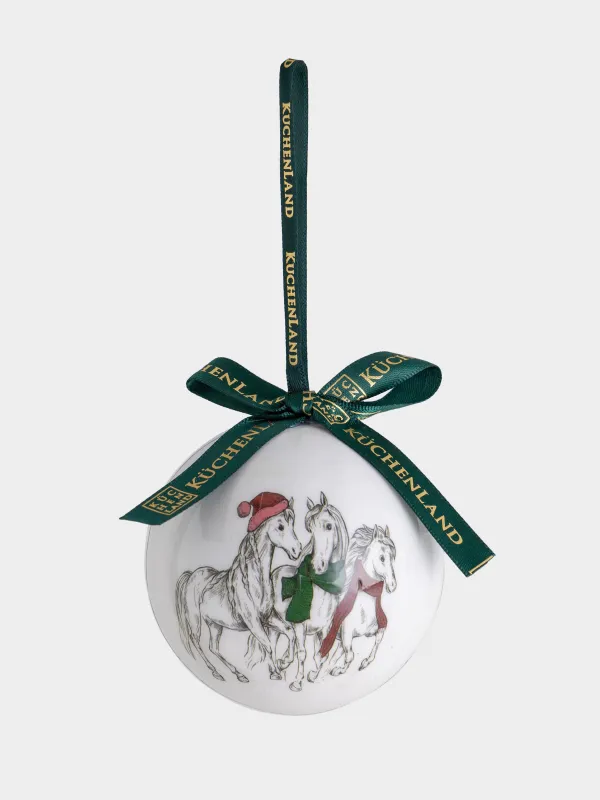 Шырша ойыншығы, 7 см, пенопласт, Шар, Үш жылқы, Ball print, image-1