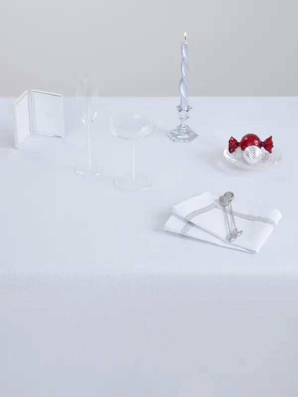 Дастархан, 160х160 см, страздары бар, полиэстер, ақ, Rhinestones, image-1