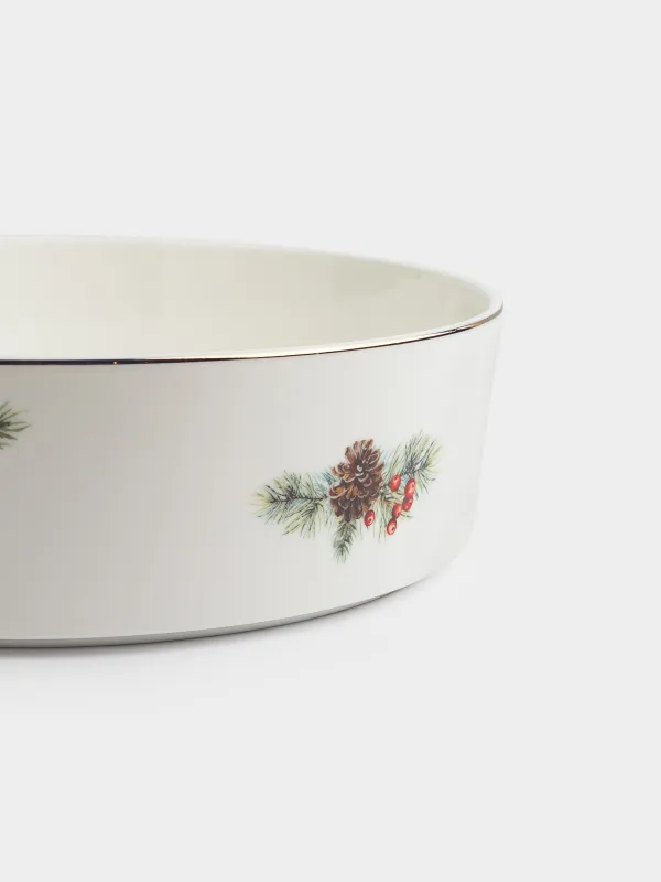 Блюдо, 24х6 см, с бортами, фарфор F, белое, Лошадка и еловые ветви, Christmas miracle classic, image-4