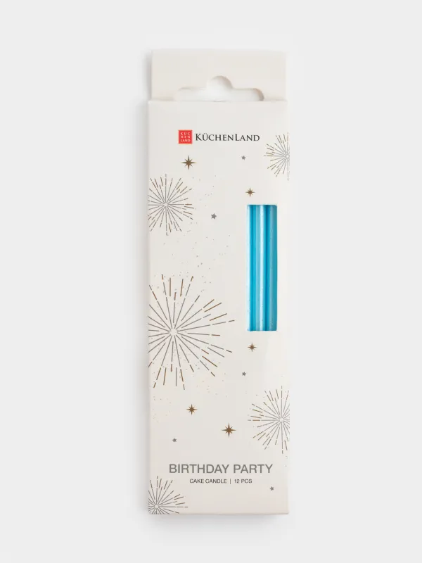 Тортқа арналған шам, 10 см, 12 дана, жіңішке, көк, туған күн кеші, image-3