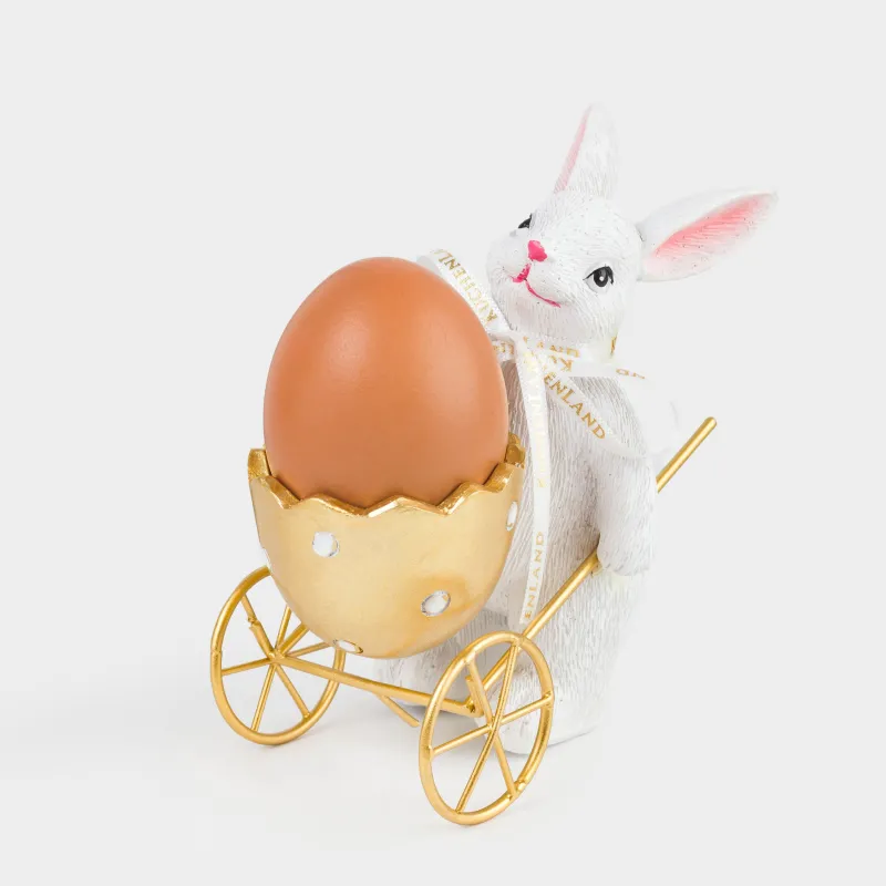 Жұмыртқа тұғыры, 12 см, полирезин, ақ және алтын, Қоян, Easter gold, image-5