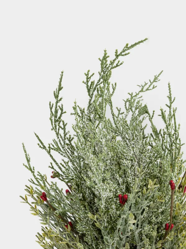 Сәндік гүл шоғы, 40 см, пластик, қою қызыл жидектері бар қылқан инелер, Conifer decor, image-2