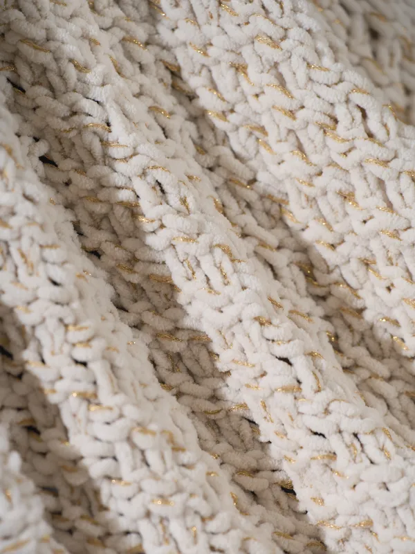 Плаид, 127x152 см, тоқылған, полиэфир, піл сүйегі, нейтрал, image-3