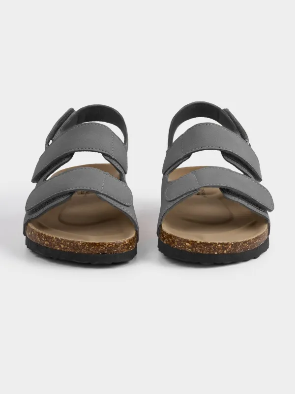 Балаларға арналған сандалдар, өлшемі 24, ұлдарға арналған, жабысқышы бар, жасанды күдері, сұр, Suede kids, image-1