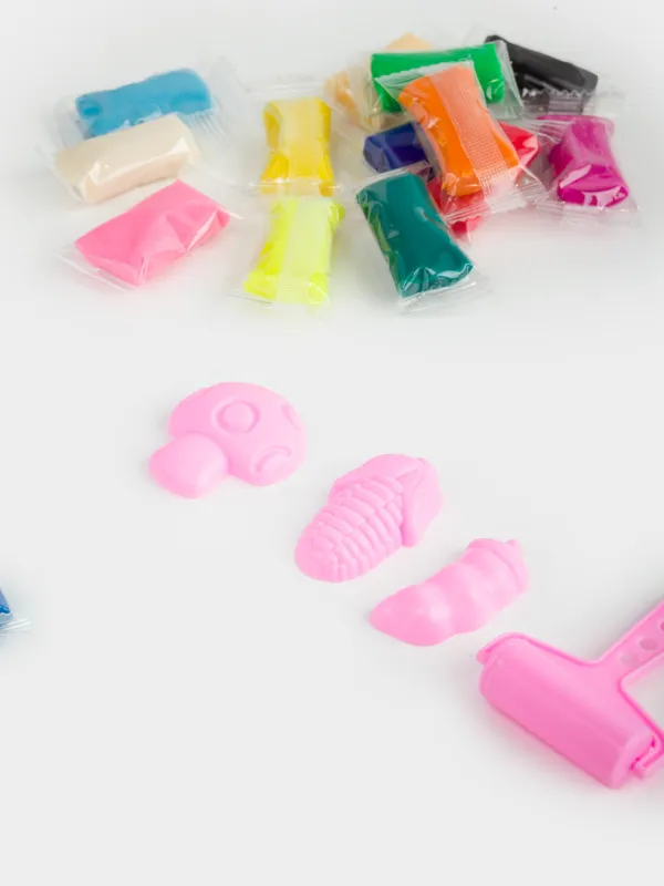 Шығармашылыққа арналған жиынтық, 20 пр, ермексаз, пішіні мен ролигі бар, қызғылт, Көкөністер, Childhood, image-3