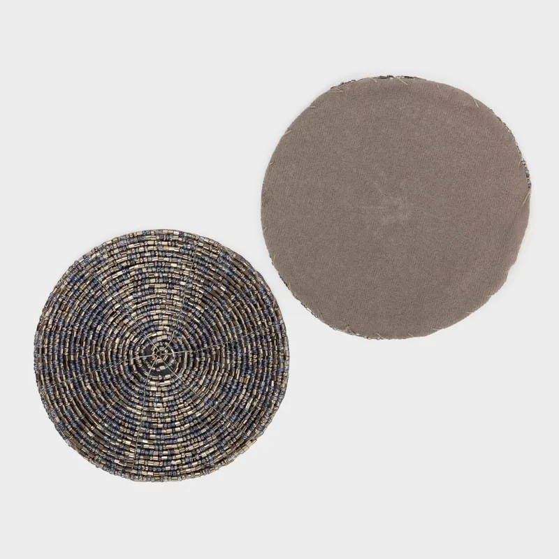 Саптыаяқ тұғыры, 10 см, 2 дана, моншақ, дөңгелек, күміс-көк, Shiny beads, image-2