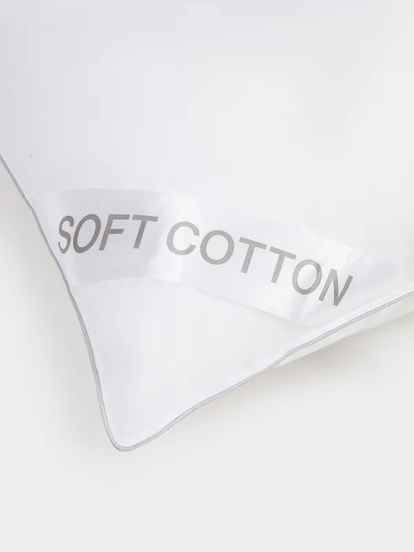 Жастық, 50х70 см, мақта/микрофибра, ақ, күміс жиектері бар, Soft cotton, image-1