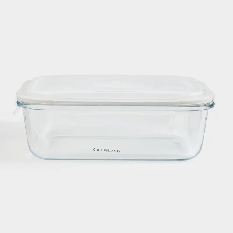 Контейнер, 1,5 л, с клипсами, стекло Т/пластик, прямоугольный, Clip
