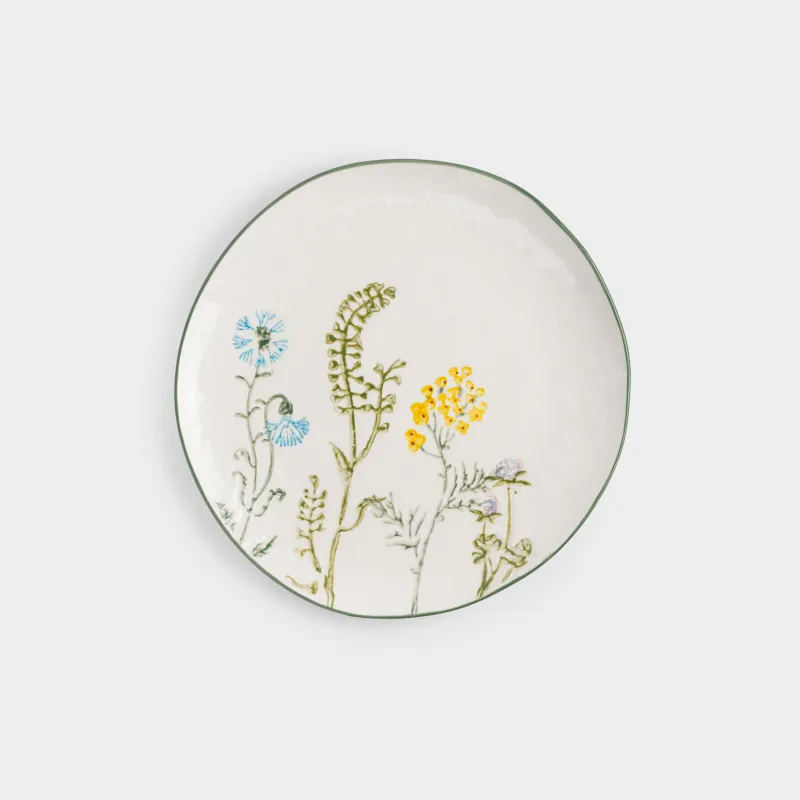 Түскі ас тәрелкесі, 27 см, фарфор N, сүт түстес, Кракелюрдегі шалғынды гүлдер, Floral meadow