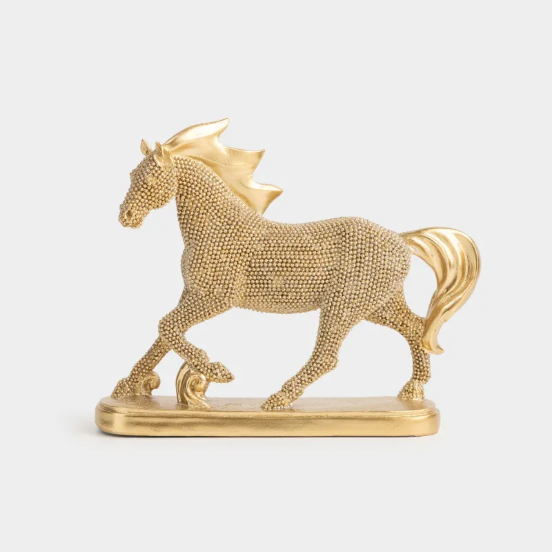 Мүсінше, 20х17 см, полирезин, алтын, Жылқы, Horse gold