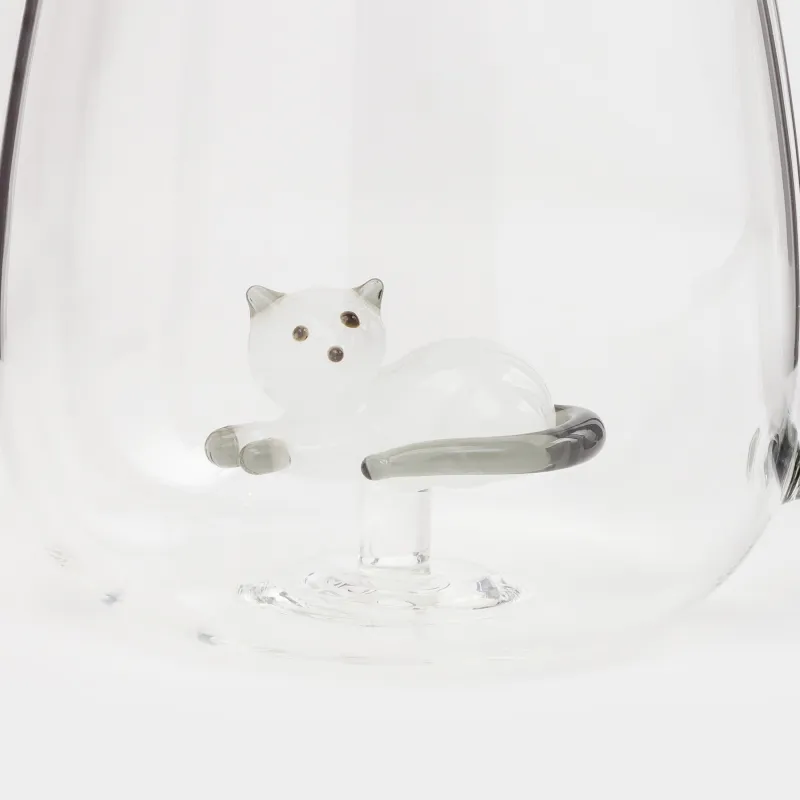 Кружка, 400 мл, стекло Б, серая ручка, Кот, Shape, image-4