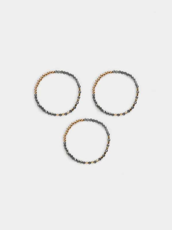 Білезік, 17 см, 3 дана, акрил/пластик, қоңыр, моншақтар, Jewelry, image-0