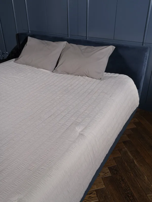 Покрывало, 220х240 см, стеганое, полиэстер/микрофибра, бежево-серое, Полосы, Stitch, image-7