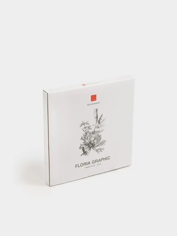 Тарелка обеденная, 28 см, керамика D, белая, Графичные цветы, Floria graphic, image-5