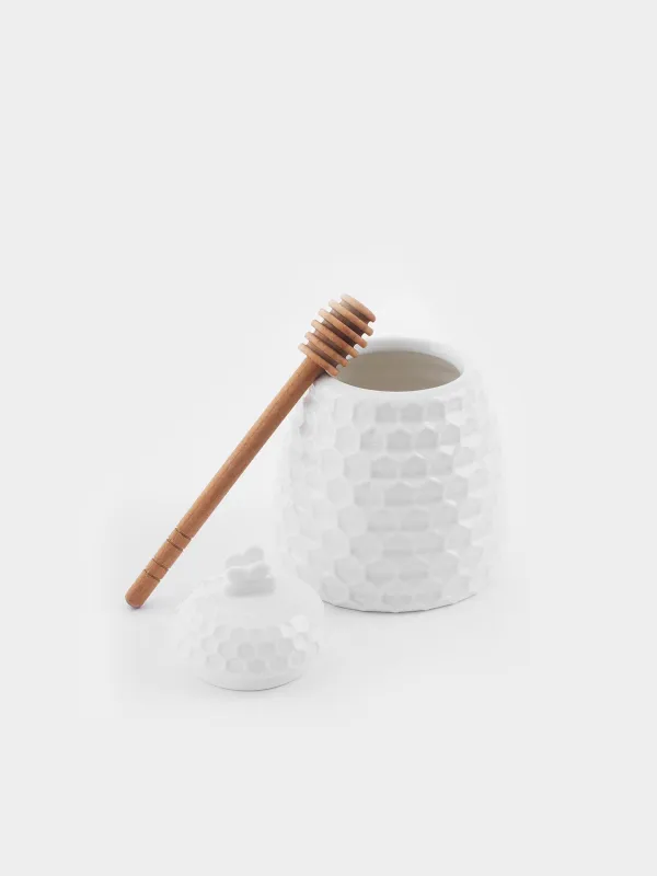 Балға арналған Банка, 400 мл, қасық, Фарфор P / бамбук, Бал, Бал, image-1