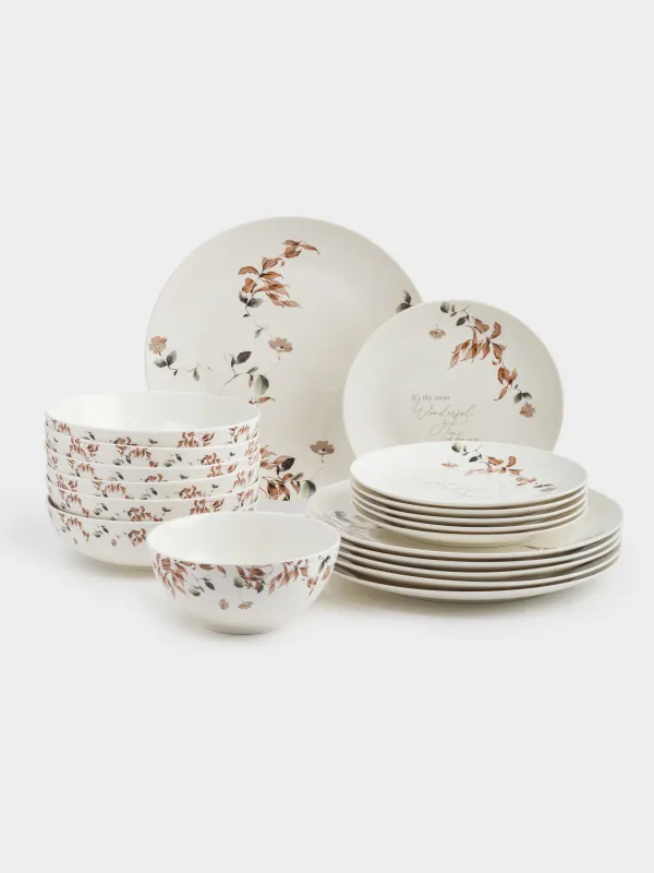 Ас сервизі, 6 адам, 19 зат, фарфор N, Күзгі гүлдер, Refined floral, image-0