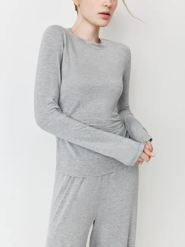 Әйелдерге арналған лонгслив, үйге арналған, өлшемі S, вискоза/спандекс, сұр, Braith, image-3