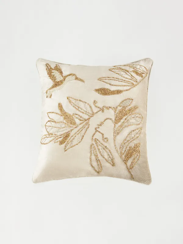 Сәндік жастық, 50х50 см, барқыт/моншақ, құм, Колибри, Paradise birds, image-0