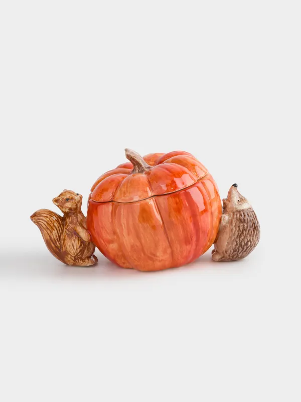 Сақтау ыдысы, 22х12 см, мл, керамика, асқабақ қосылған кірпі мен тиін, Forest symphony, image-0