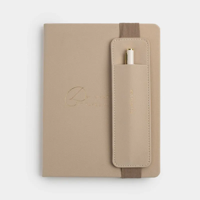 Жазбаға арналған блокнот, қаламы бар, 15х20 см, 80 л, полиуретан, сүт түстес, B&G