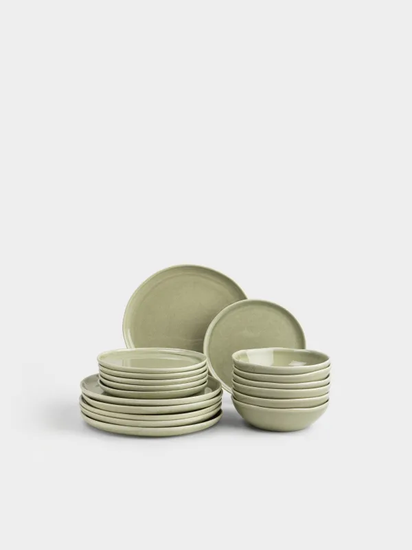 Сервиз обеденный, 6 перс, 18 пр, керамика R, зеленый, Неровный край, Riveso green, image-0