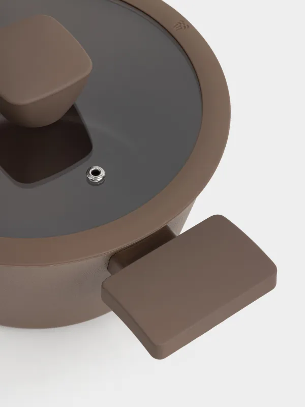 Кастрюля, 20 см, 2,4 л, с крышкой, с покрытием, алюминий, коричневая, Brown rock, image-3