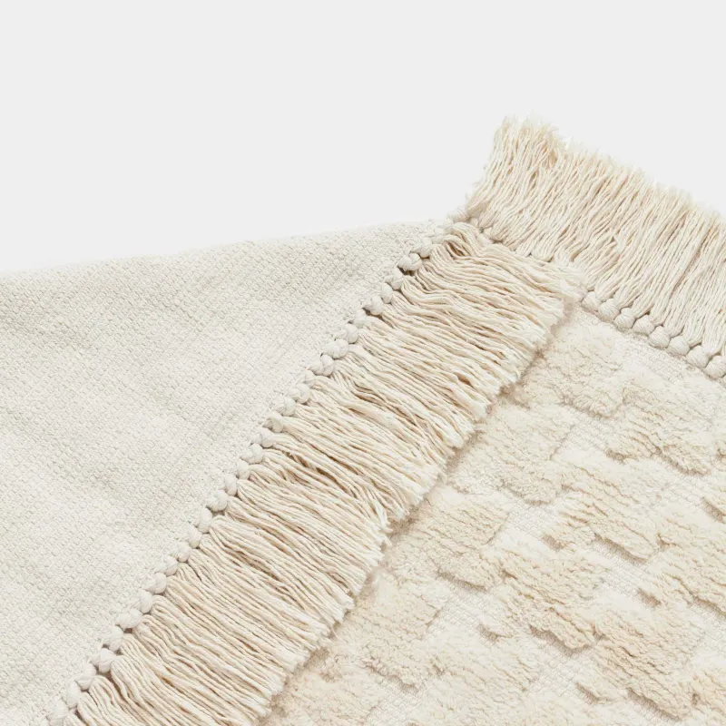 Коврик, 80х150 см, с бахромой, хлопок, песочный, Textured, image-1